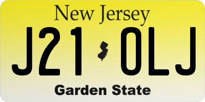 NJ license plate J21OLJ