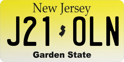 NJ license plate J21OLN