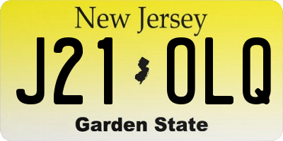 NJ license plate J21OLQ