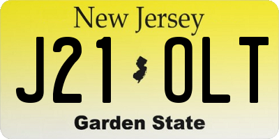 NJ license plate J21OLT
