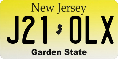 NJ license plate J21OLX
