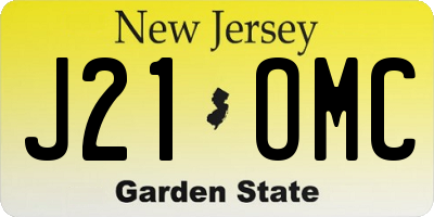 NJ license plate J21OMC