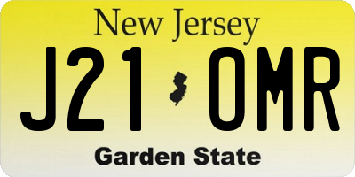 NJ license plate J21OMR