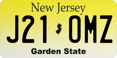NJ license plate J21OMZ