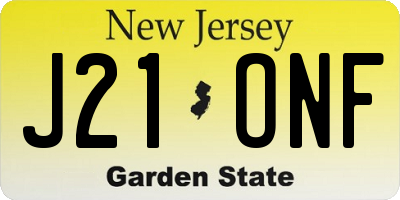 NJ license plate J21ONF
