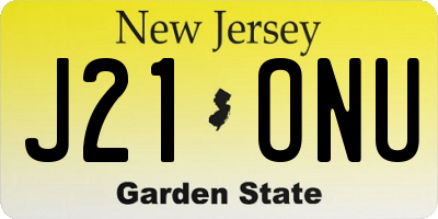 NJ license plate J21ONU