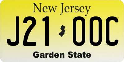 NJ license plate J21OOC