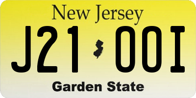 NJ license plate J21OOI