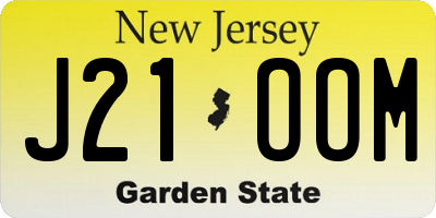 NJ license plate J21OOM