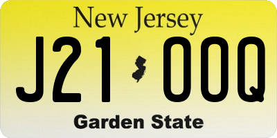 NJ license plate J21OOQ
