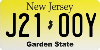 NJ license plate J21OOY