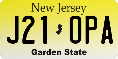 NJ license plate J21OPA