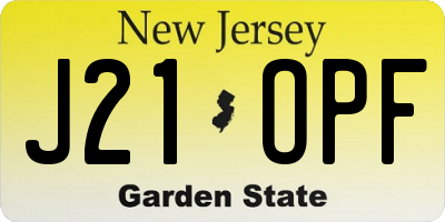 NJ license plate J21OPF
