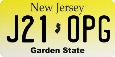 NJ license plate J21OPG