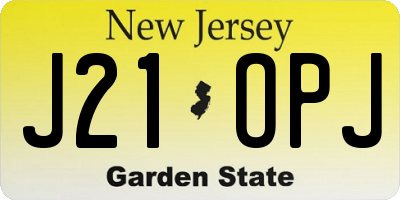 NJ license plate J21OPJ