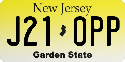 NJ license plate J21OPP