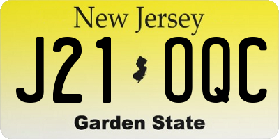 NJ license plate J21OQC