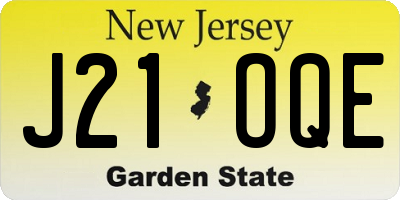 NJ license plate J21OQE