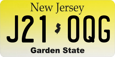 NJ license plate J21OQG