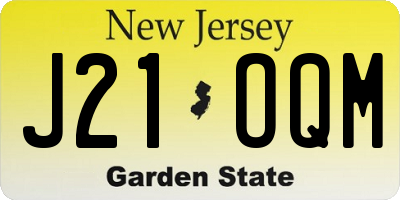NJ license plate J21OQM