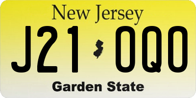 NJ license plate J21OQO