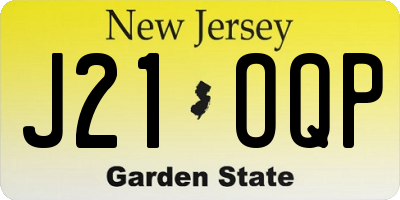 NJ license plate J21OQP