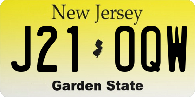 NJ license plate J21OQW