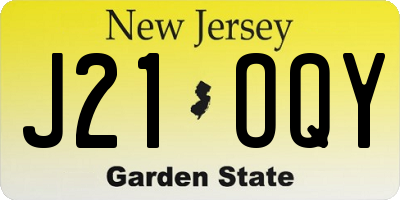 NJ license plate J21OQY
