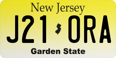 NJ license plate J21ORA