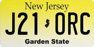 NJ license plate J21ORC