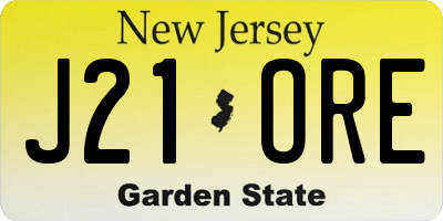 NJ license plate J21ORE