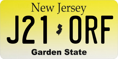 NJ license plate J21ORF