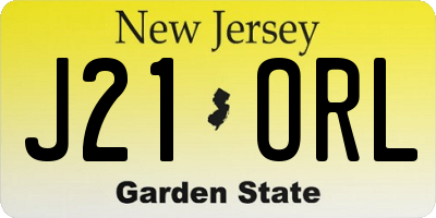 NJ license plate J21ORL