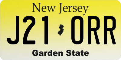 NJ license plate J21ORR