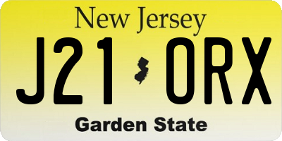 NJ license plate J21ORX