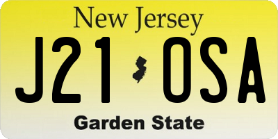 NJ license plate J21OSA