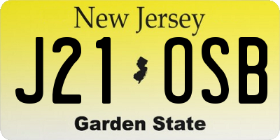 NJ license plate J21OSB