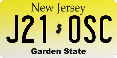 NJ license plate J21OSC