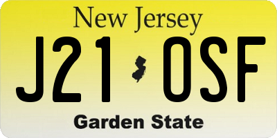 NJ license plate J21OSF