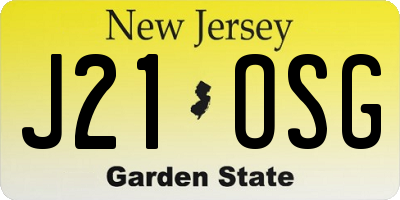 NJ license plate J21OSG