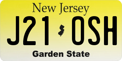 NJ license plate J21OSH