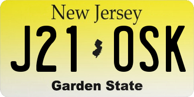 NJ license plate J21OSK