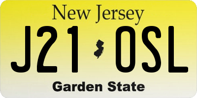 NJ license plate J21OSL