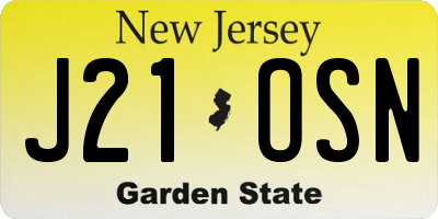 NJ license plate J21OSN