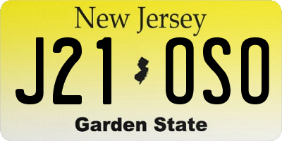 NJ license plate J21OSO