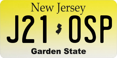 NJ license plate J21OSP