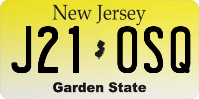NJ license plate J21OSQ