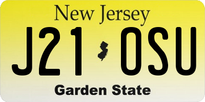 NJ license plate J21OSU