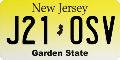 NJ license plate J21OSV
