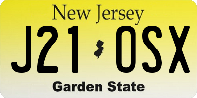 NJ license plate J21OSX